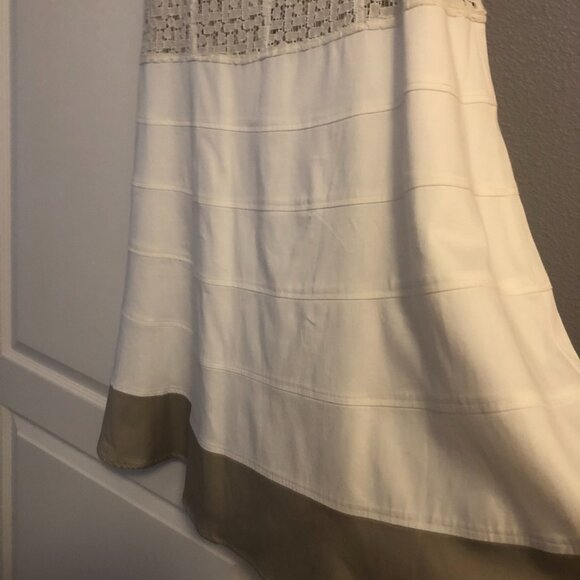Sharagano Zipper Back Lined Crochet Dress Ivory/Taupe Size 16 NWT - Picture 4 of 9